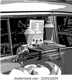 drive in diner illustration vector