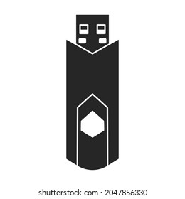 Icono del vector flash de la unidad.Icono del vector negro aislado en el flash de la unidad de fondo blanco.