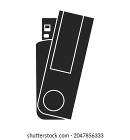 Icono del vector flash de la unidad.Icono del vector negro aislado en el flash de la unidad de fondo blanco.