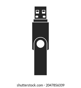 Icono del vector flash de la unidad.Icono del vector negro aislado en el flash de la unidad de fondo blanco.