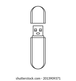 Drive flash vector icon.Outline vector icon isolated on white background drive flash.