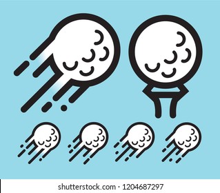 drive graphic golf ball in motion speeding to the fairway green with blue sky backgound