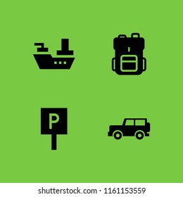 drive icon. 4 drive set with cruiser, trip and car vector icons for web and mobile app