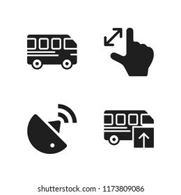 drive icon. 4 drive vector icons set. bus, zoom in and radar icons for web and design about drive theme