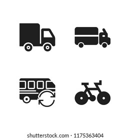 drive icon. 4 drive vector icons set. bus, delivery truck and bicycle icons for web and design about drive theme