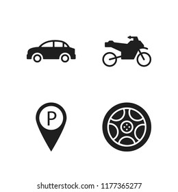 drive icon. 4 drive vector icons set. car, parking location and motorcycle icons for web and design about drive theme