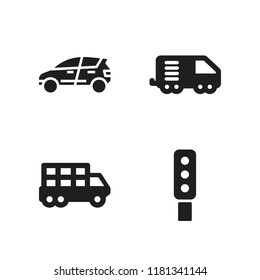 drive icon. 4 drive vector icons set. traffic light, transportation truck and eco car icons for web and design about drive theme