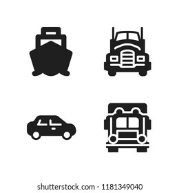 drive icon. 4 drive vector icons set. sedan, truck and cruiser front view icons for web and design about drive theme