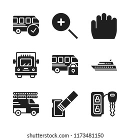 drive icon. 9 drive vector icons set. bus, truck and boat icons for web and design about drive theme