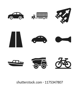 drive icon. 9 drive vector icons set. truck, bicycle and touring car icons for web and design about drive theme