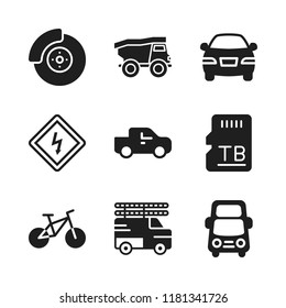 drive icon. 9 drive vector icons set. bicycle, sd card and bus icons for web and design about drive theme
