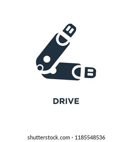 Drive icon. Black filled vector illustration. Drive symbol on white background. Can be used in web and mobile.