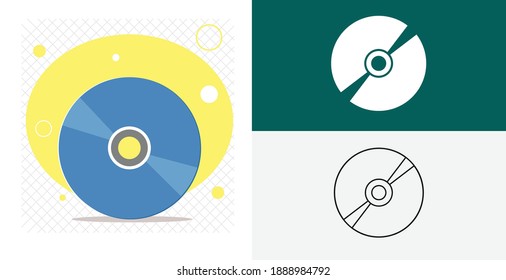 Drive icon, CD isolated vector icon. music design element