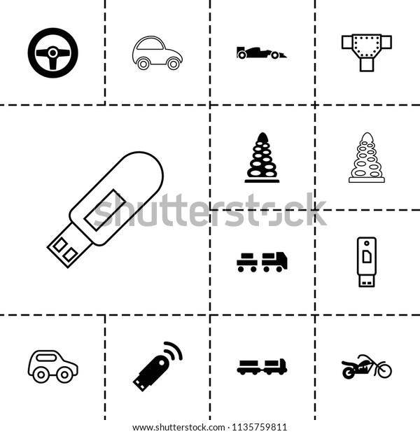 Drive icon. collection of\
13 drive filled and outline icons such as truck with luggage, sport\
car, motorcycle, usb signal, road. editable drive icons for web and\
mobile.