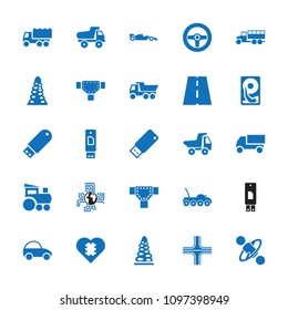 Drive icon. collection of 25 drive filled icons such as tunnel, road, toy car, truck, sport car, hard disc, military car. editable drive icons for web and mobile.