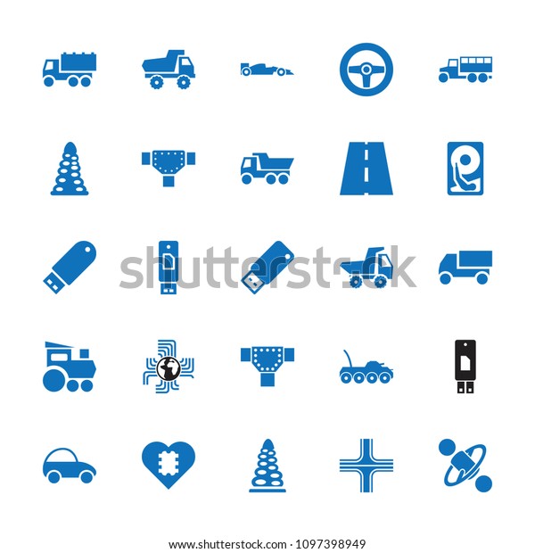 Drive icon. collection of 25\
drive filled icons such as tunnel, road, toy car, truck, sport car,\
hard disc, military car. editable drive icons for web and\
mobile.