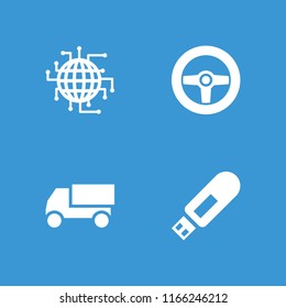 Drive icon. collection of 4 drive filled icons such as cpu planet, wheel. editable drive icons for web and mobile.