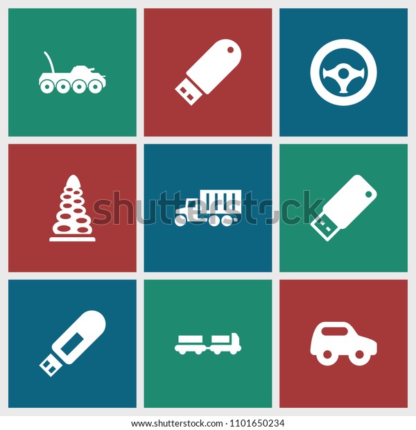 Drive icon. collection of
9 drive filled icons such as truck with luggage, toy car, steering
wheel, military car, tunnel. editable drive icons for web and
mobile.