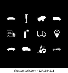 drive icon set about warning sign pin, autocar, long car and usb card vector set