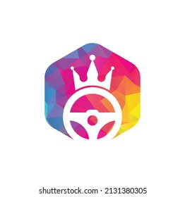 Diseño del logotipo del vector del vector del disco. Icono de la dirección y la corona.	