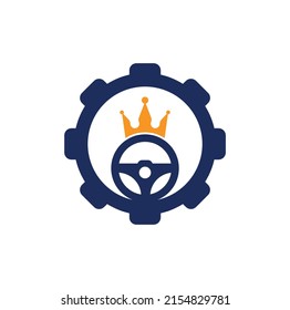 Diseño del logotipo del vector del vector del disco. Icono de la dirección y la corona.	