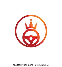 Diseño del logotipo del vector del vector del disco. Icono de la dirección y la corona.