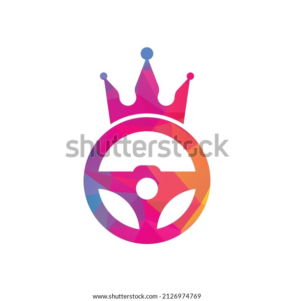 Drive
king vector logo design. Steering and crown
icon.	