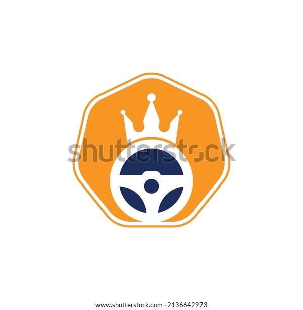 Drive\
king vector logo design. Steering and crown\
icon.	