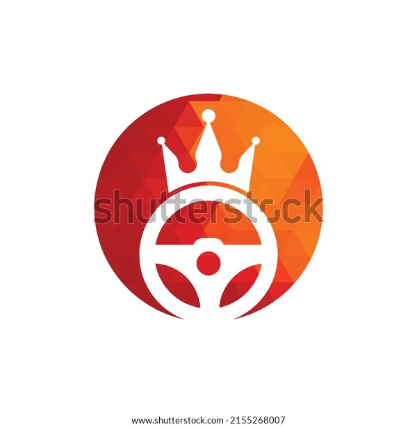 Drive\
king vector logo design. Steering and crown\
icon.