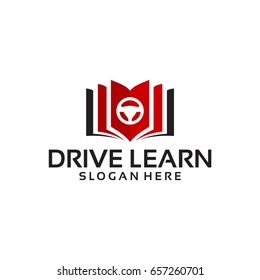 Drive Learn Logo With Book And Steer Element