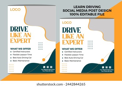 Drive like an expert driving school social media post design, Driving school, Driving training, expert driver social media post