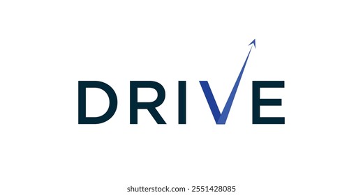 DRIVE logo with modifications on the letter V, up arrow logo on the letter V