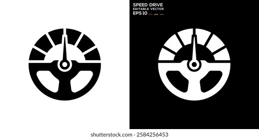 Drive logo. Speed, steering wheel, car, race. Vector icon symbol design template EPS 10.	