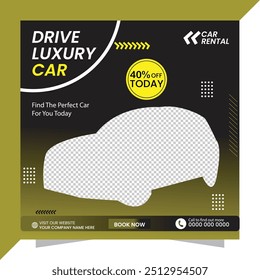 Drive Luxury Car Rental Social Media Post Template Design