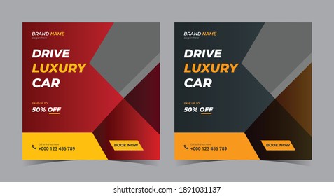 Drive Luxury Car Social Media, Car Rent Social Media Post And Flyer