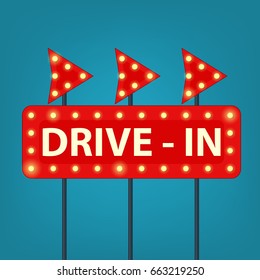 Drive In Marquee Sign. Retro Vector Illustration