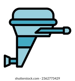 Drive motorboard icon outline vector. Engine motor. Motorboat cruise color flat