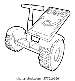 Drive on segway icon. Outline illustration of drive on segway vector icon for web
