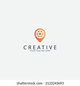 Drive and pin logo icon vector template