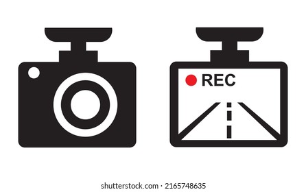 Drive recorder illustration icon image material black and white red