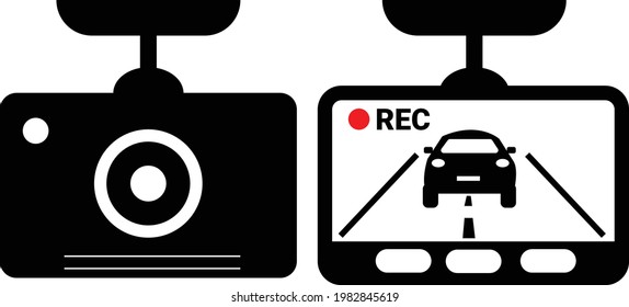 drive recorder sign. car dash cam icon. dvr camera symbol. dash camp icon set. flat style.