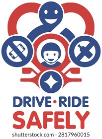 Drive Ride Safely campaign logo vector template