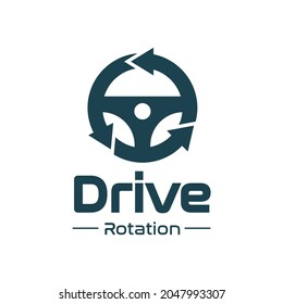 Drive rotation vector logo template. This design use arrow and steer symbol. Suitable for automotive.