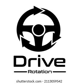Drive rotation vector logo template. This design use arrow and steer symbol. Suitable for automotive