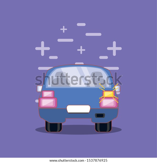 drive\
safely car with turn signal vector\
illustration