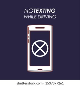 drive safely design with smartphone icon and not texting concept over blue background, colorful design vector illustration