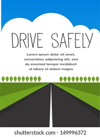 drive safely, long road in perspective