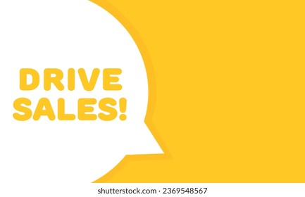Drive sales bubble. Flat, yellow, message bubble, drive sales. Vector icon