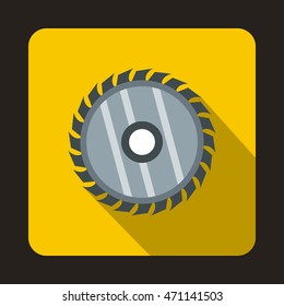 Drive for saw icon in flat style with long shadow. Cutting symbol