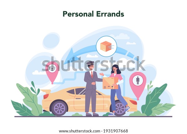 Drive service concept. Automobile cab with\
driver inside. Personal driver. Idea of public city transportation.\
Isolated flat vector\
illustration